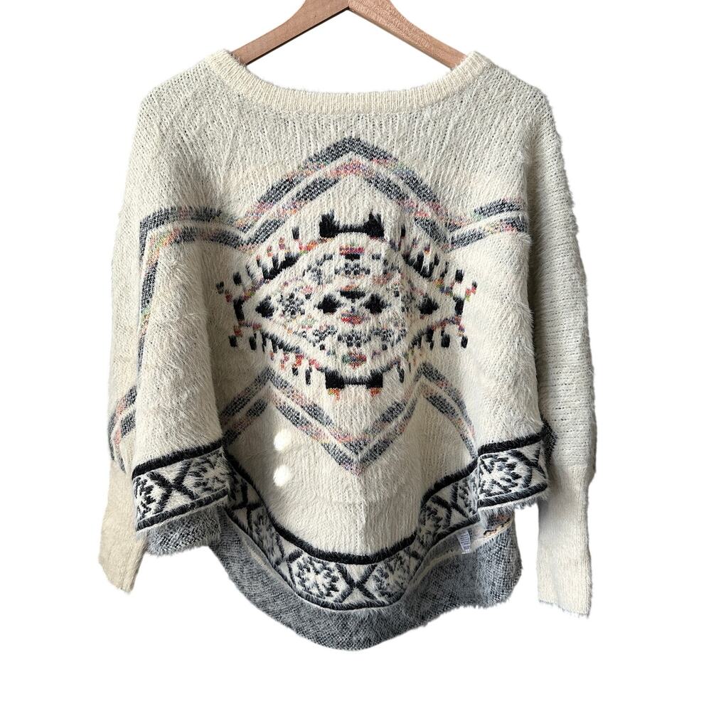 Kamana Aztec White Pullover Sweater One Size Womens - Picture 1 of 6